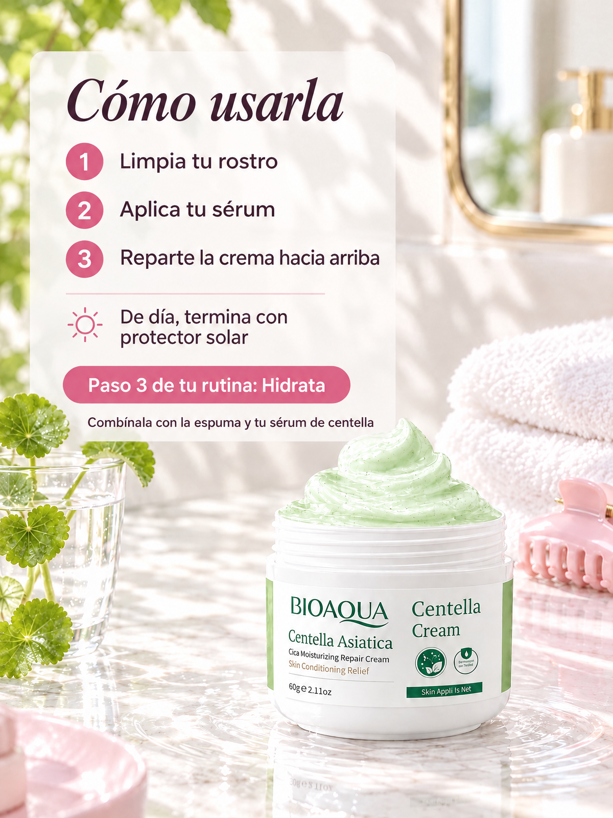 Cómo usar la crema calmante de centella en 3 pasos, paso 3 de tu rutina coreana