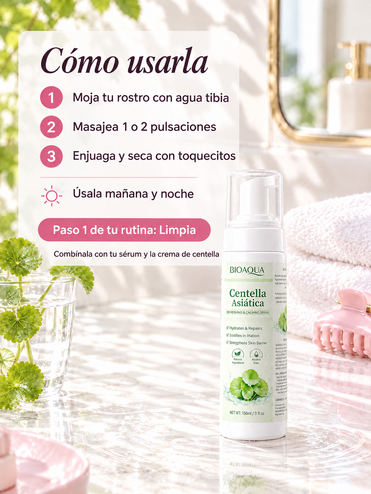 Cómo usar la espuma limpiadora de centella en 3 pasos, paso 1 de tu rutina coreana