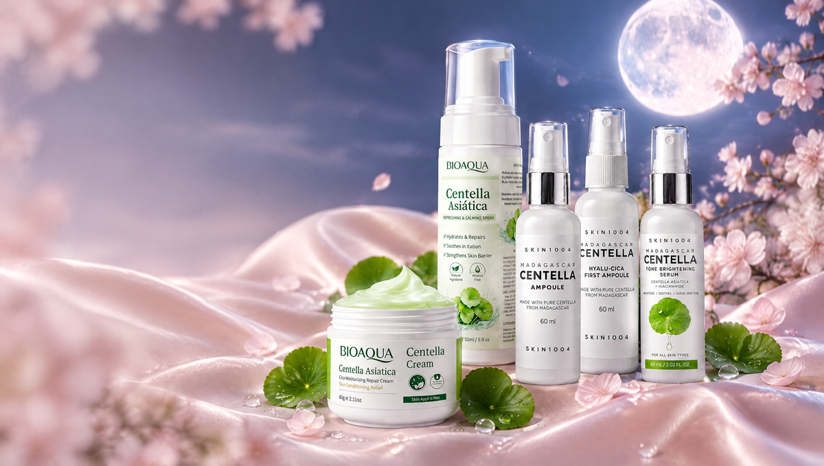 Línea de centella Dalbit Beauty sobre satín rosa bajo la luz de luna