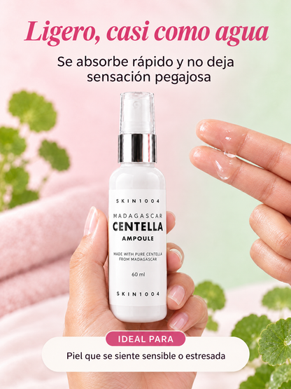 Textura del sérum calmante de centella: ligero, casi como agua, se absorbe rápido y no deja sensación pegajosa. Ideal para piel que se siente sensible o estresada