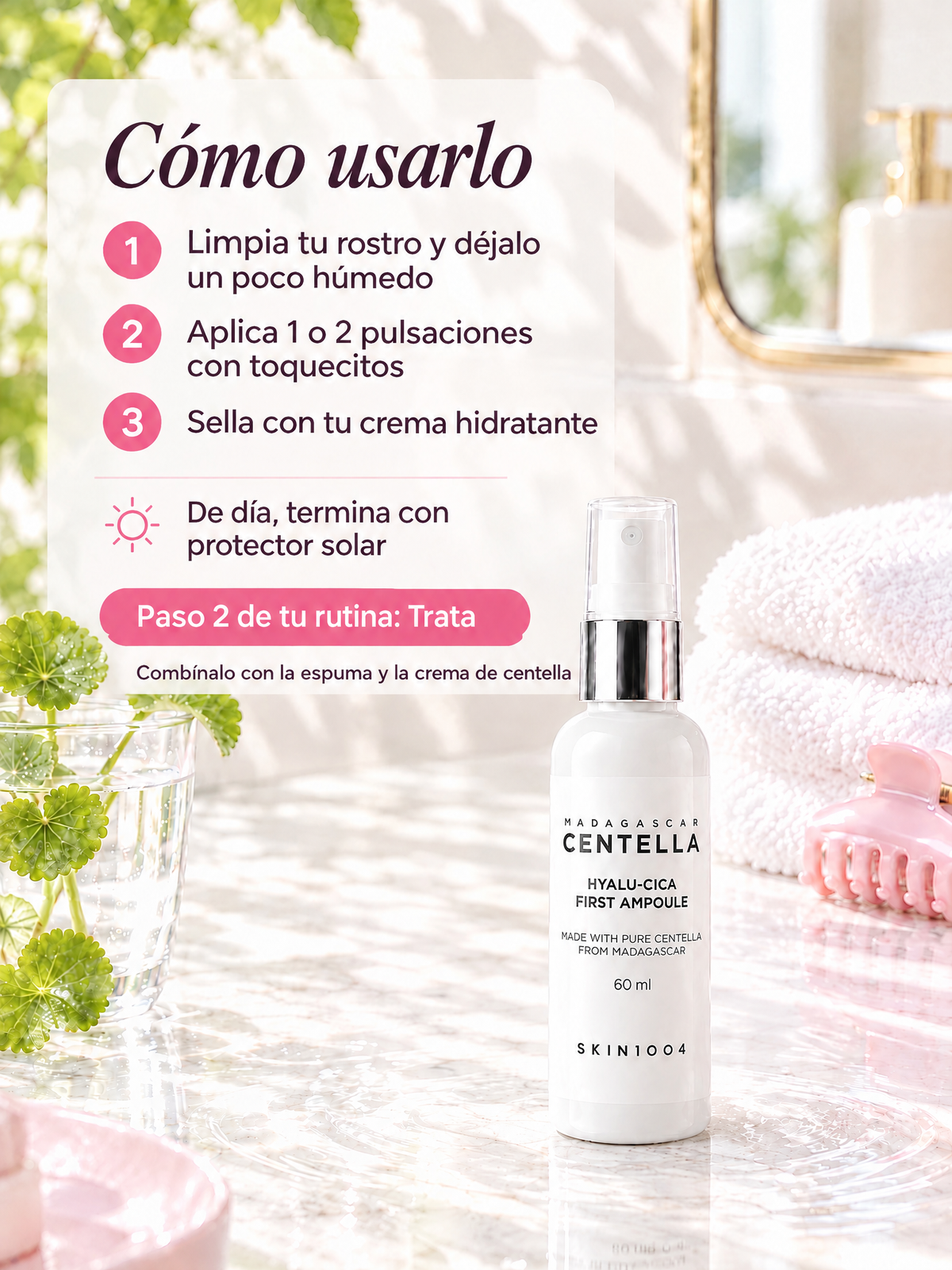 Cómo usar el sérum hidratante Hyalu-Cica en 3 pasos, paso 2 de tu rutina coreana